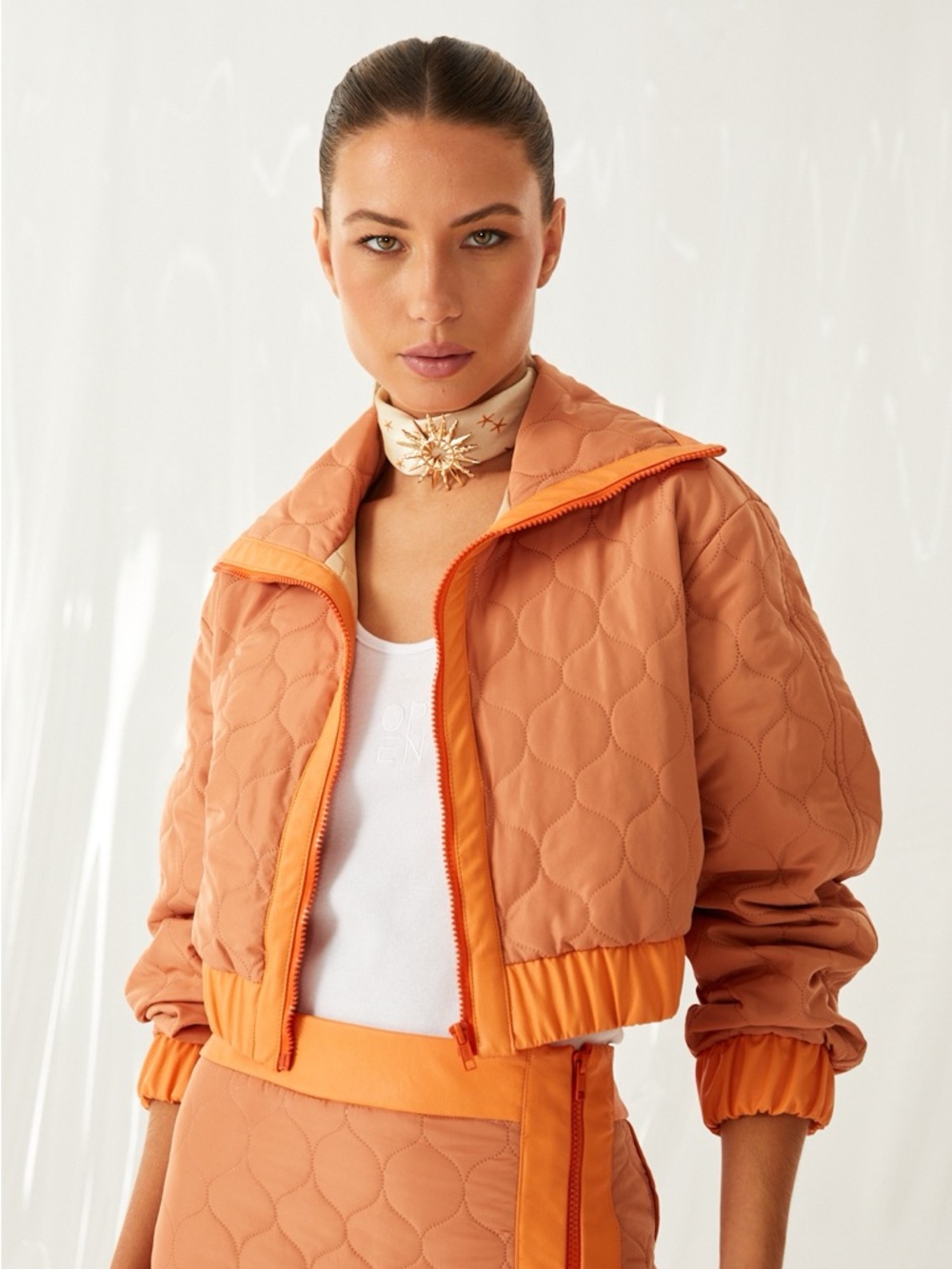 Cropped Quilted Bomber Jacket and Skirt - Set - Picture 5 of 6